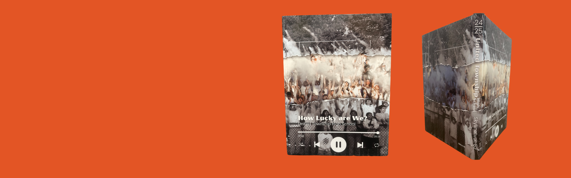 Image of the 2024-2025 School Year Yearbook on orange background.