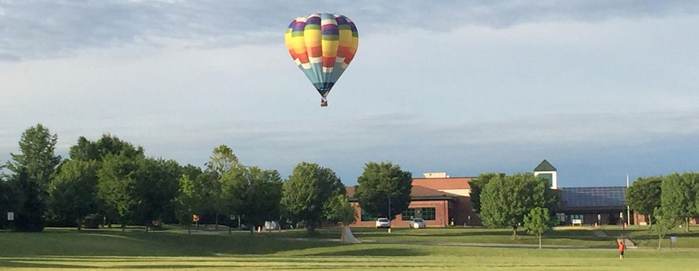Greenwich elementary school with a hot air balloon
