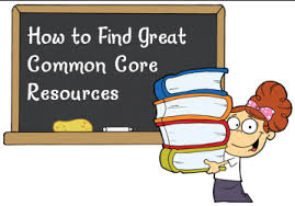 A graphic of a little girl holding three huge textbooks in front a of a chalk board that reads How to find great common core resources