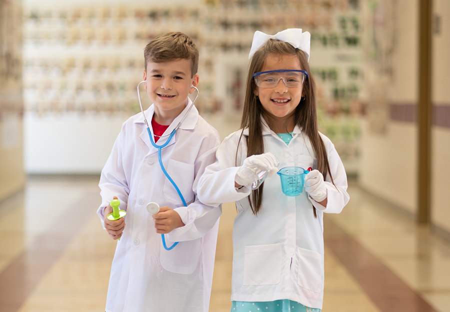 Students dressed like a nurse and a doctor