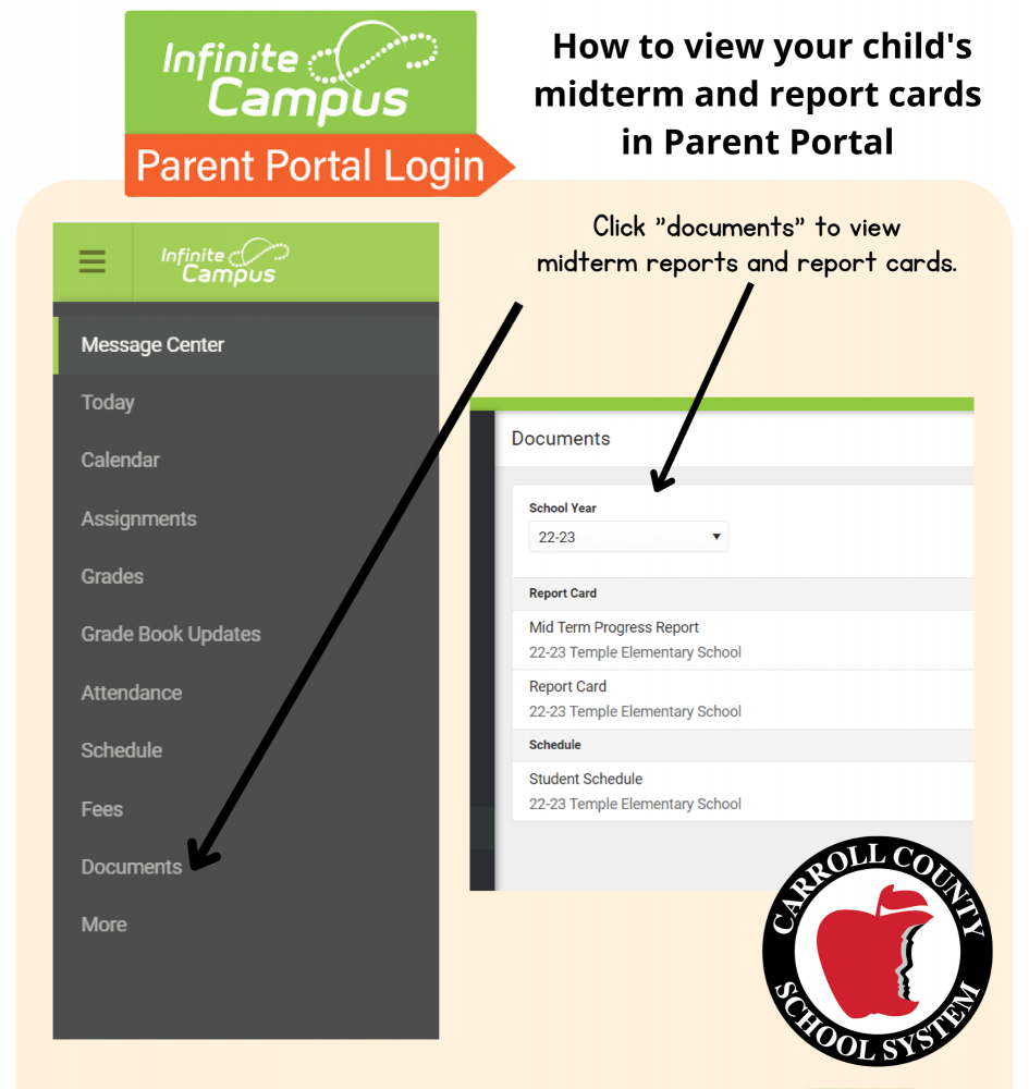 How to view midterm and report cards in Parent Portal