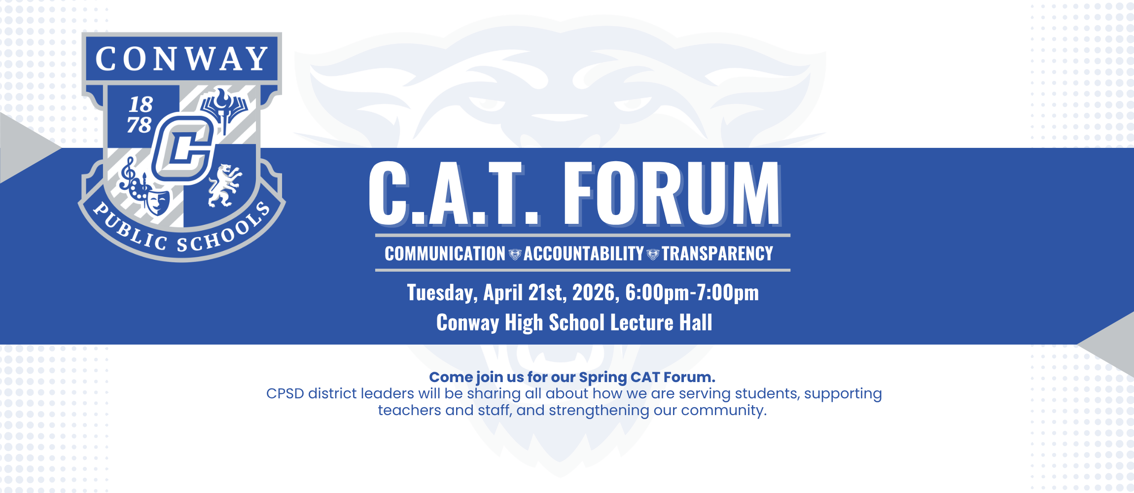 Cat Forum april 21 6-7pm CHS Lecture Hall