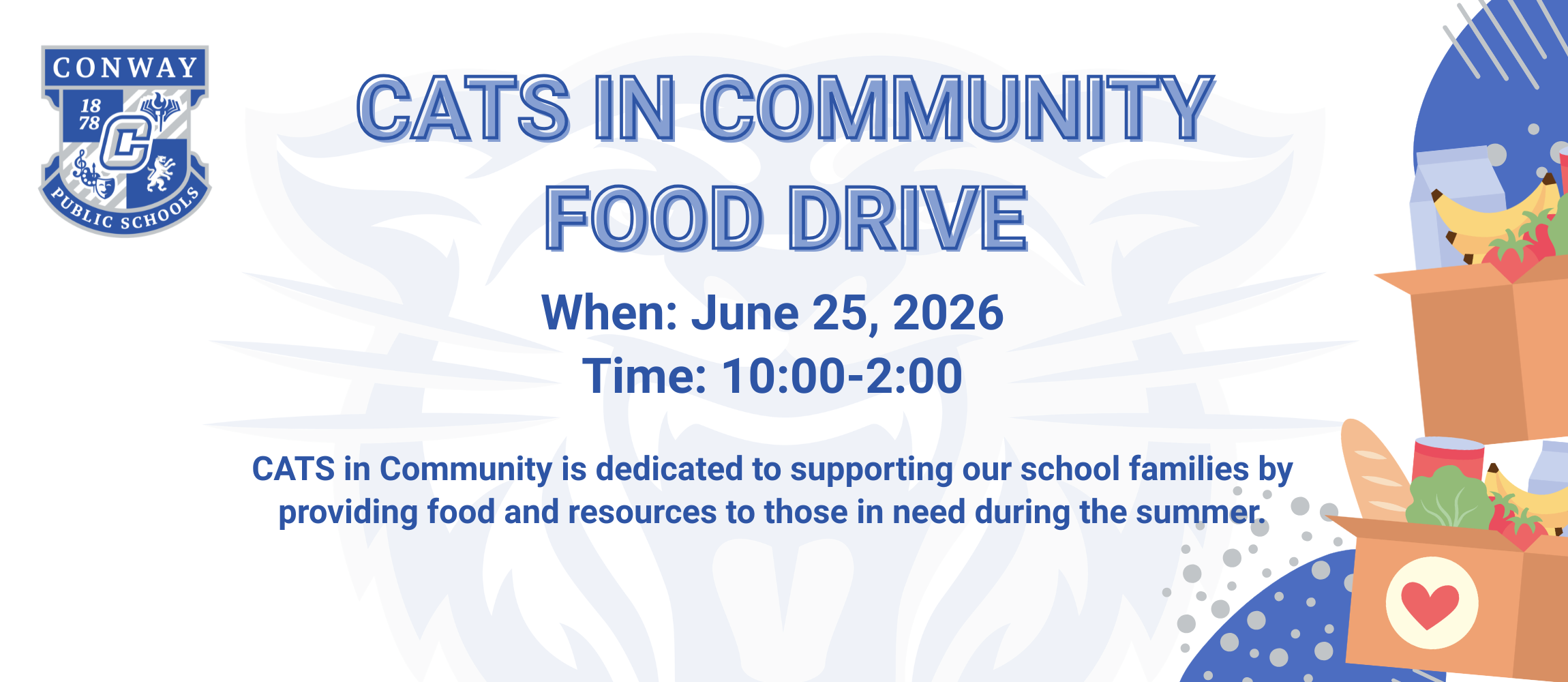cats in community food drive information graphic