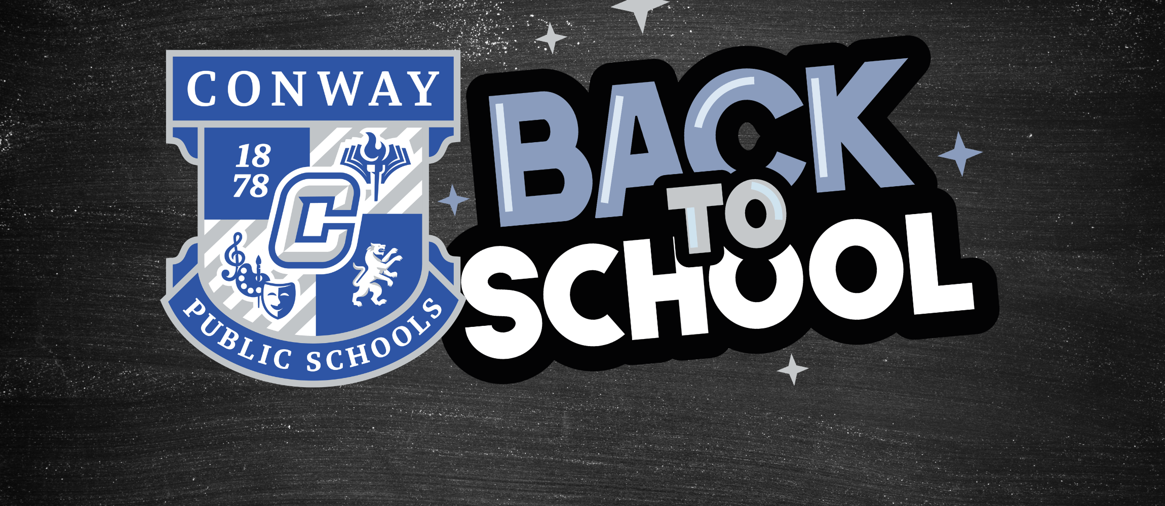 Back to school on a chalkboard background with CPSD crest