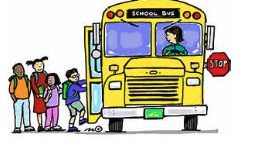cartoon of school kids getting on a school bus