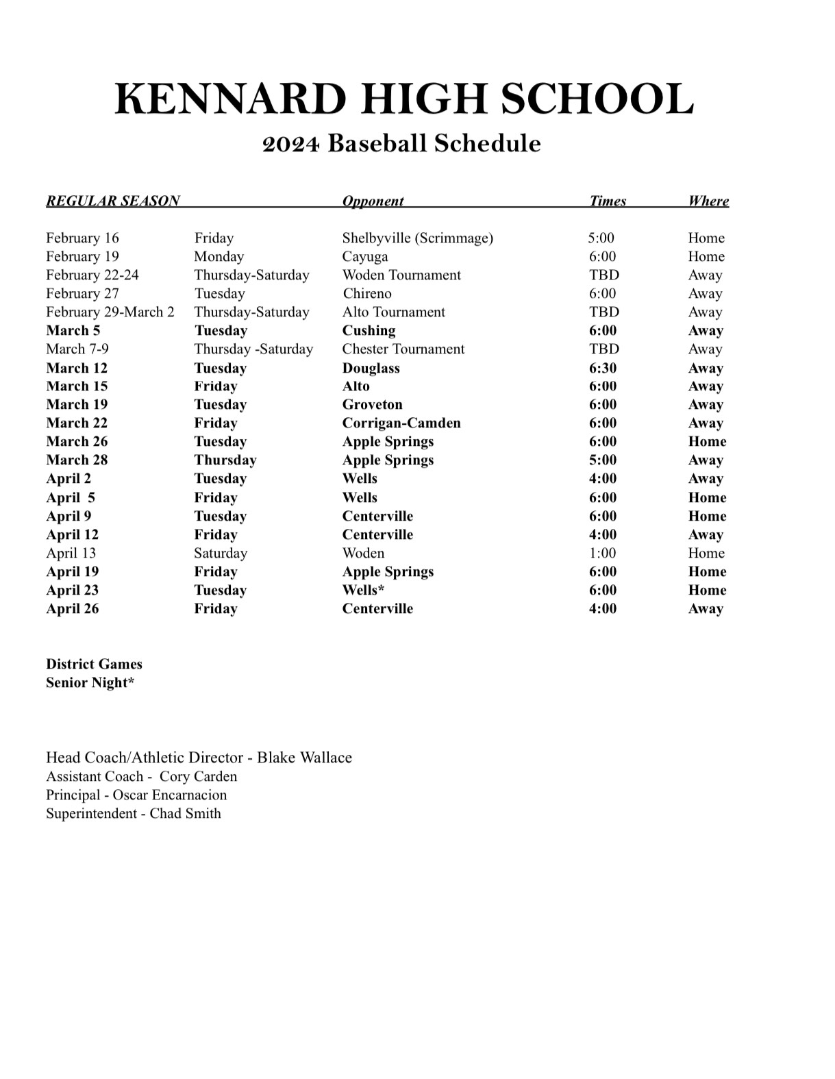 Baseball | Kennard ISD