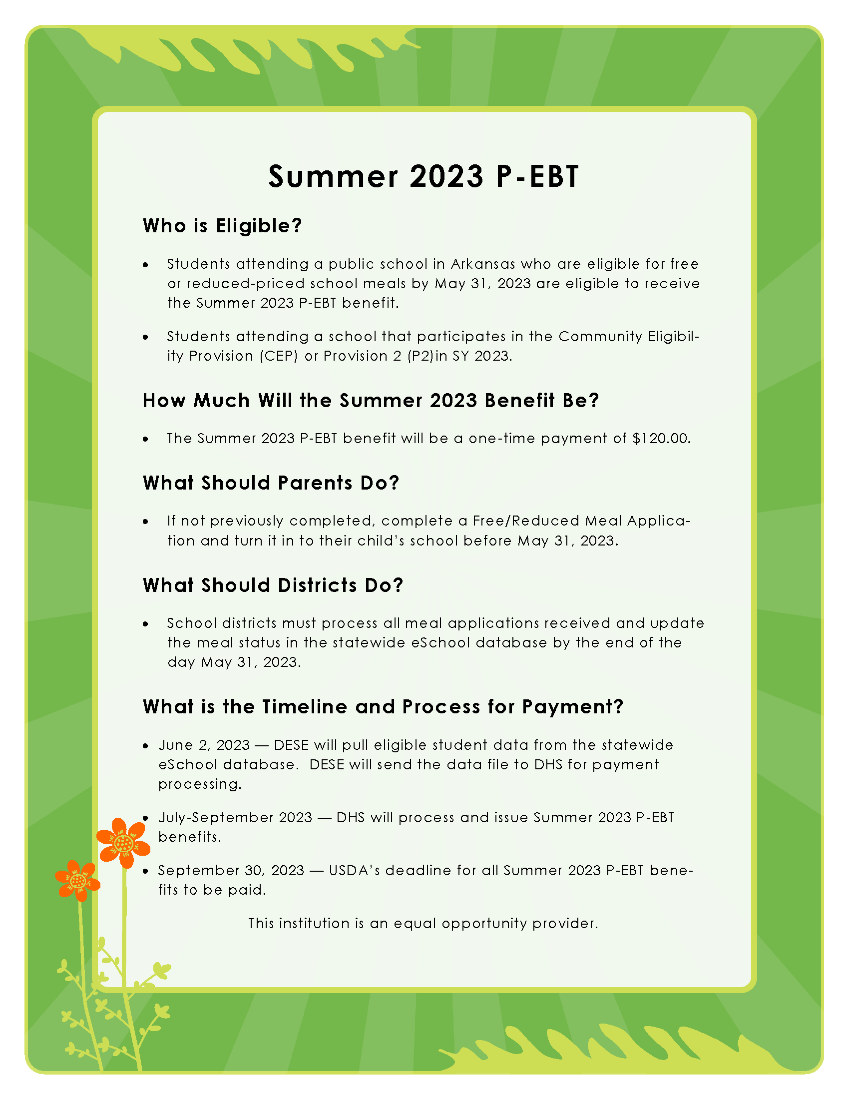 2023 Summer P-EBT Program