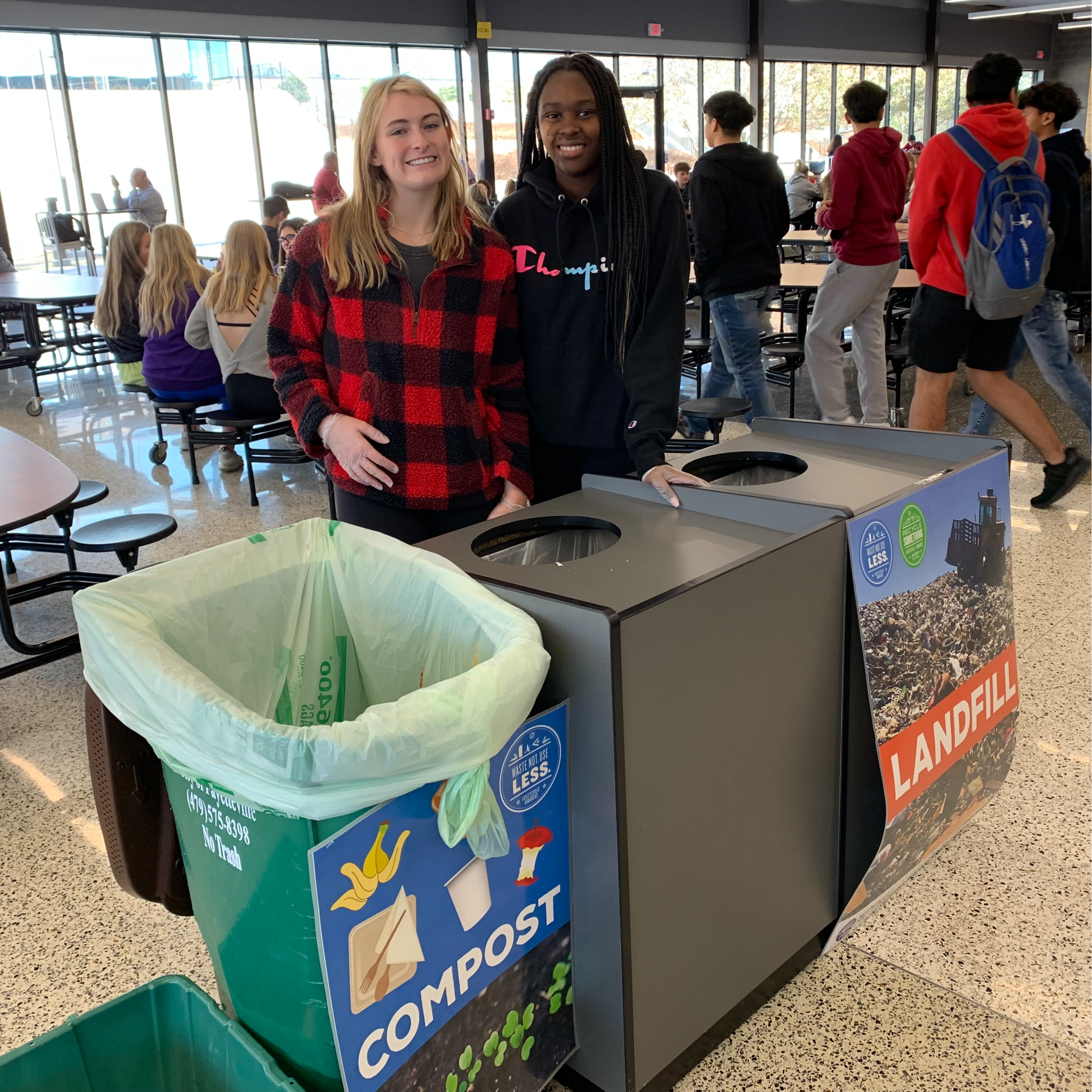 FHS Students helping sort food waste