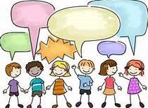 students with speech bubbles