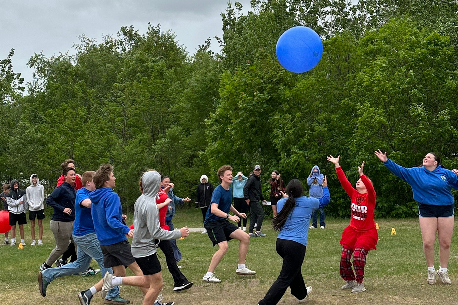 students playing a version of ultimate frisbee