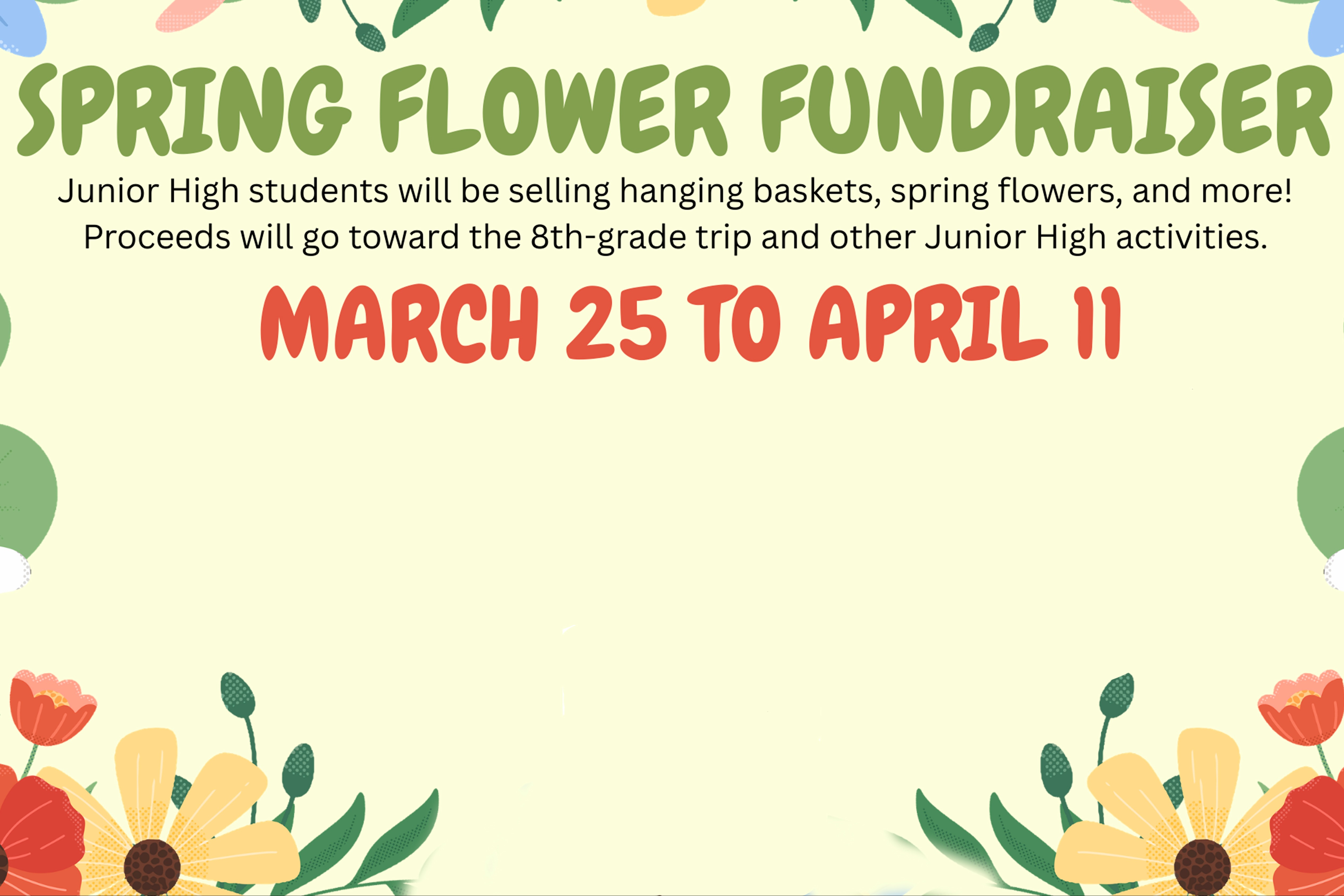 2026 CRHS Spring Flower Fundraiser - March 25 to April 11