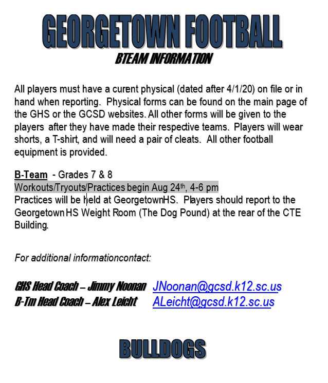 Football - B Team | Georgetown Middle School