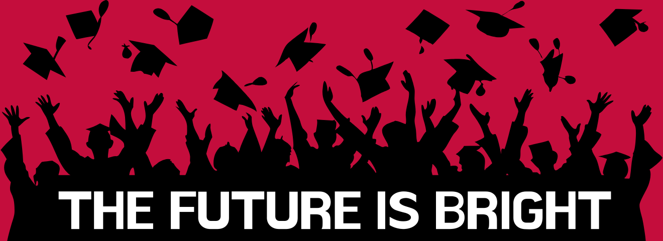 future is bright grads throwing hats