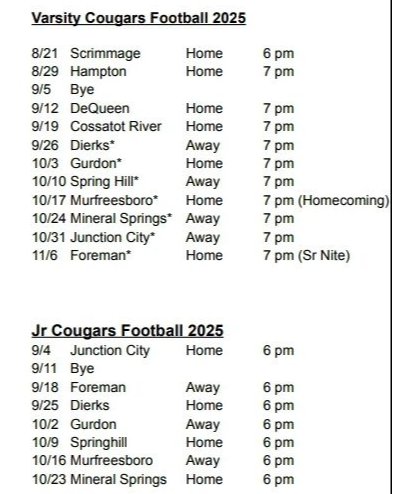 25-26 Football Schedule