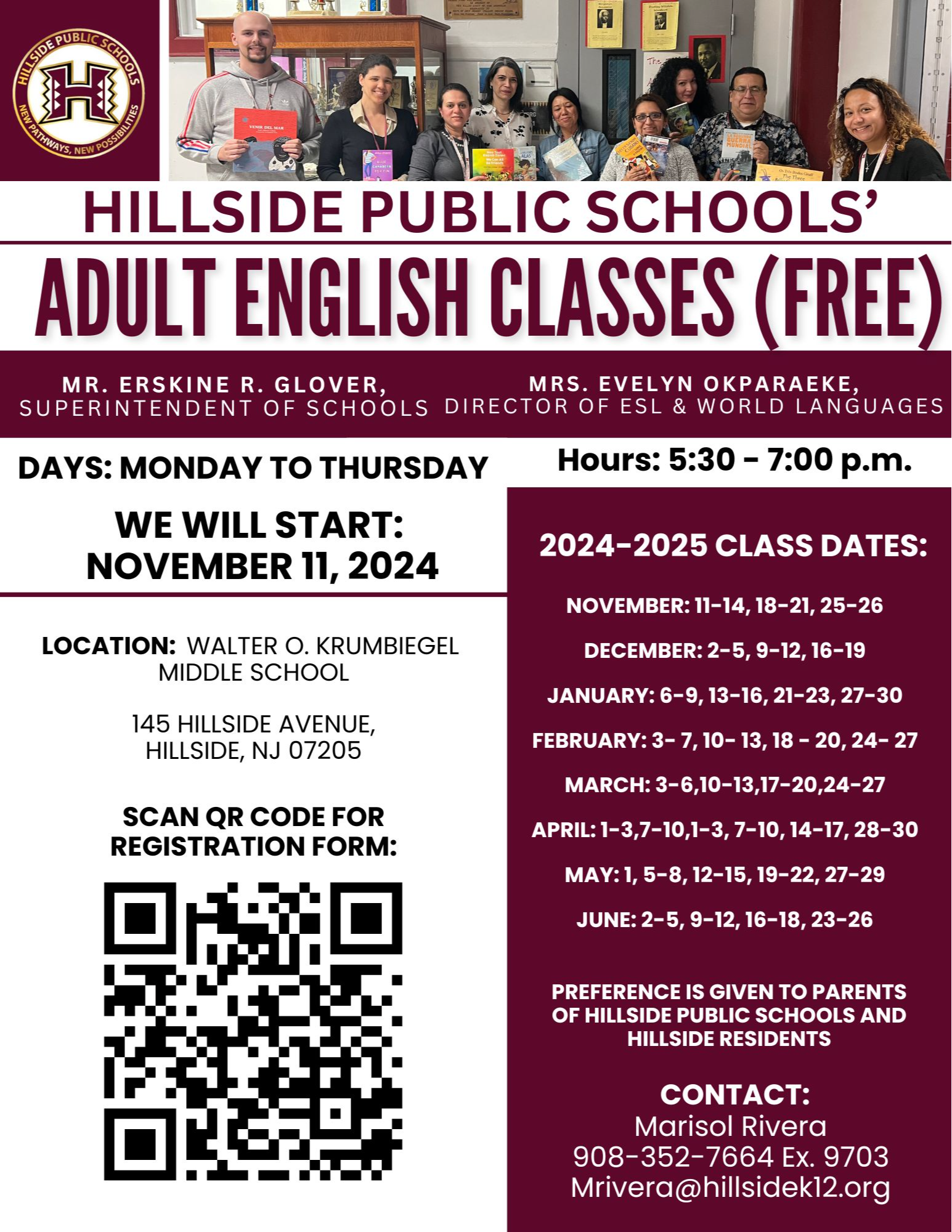 ESL Classes Flyer and Sign Up QR Code