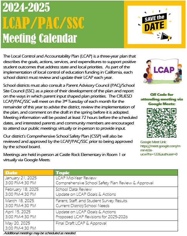 LCAP Meeting Dates