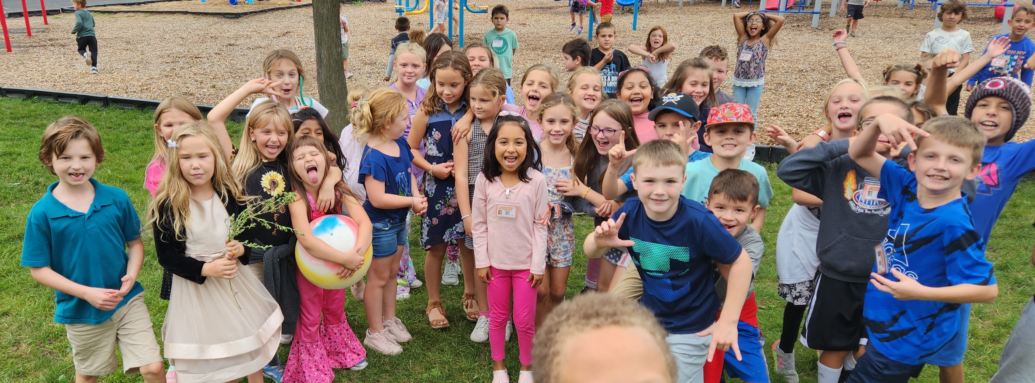 students playing outside at recess