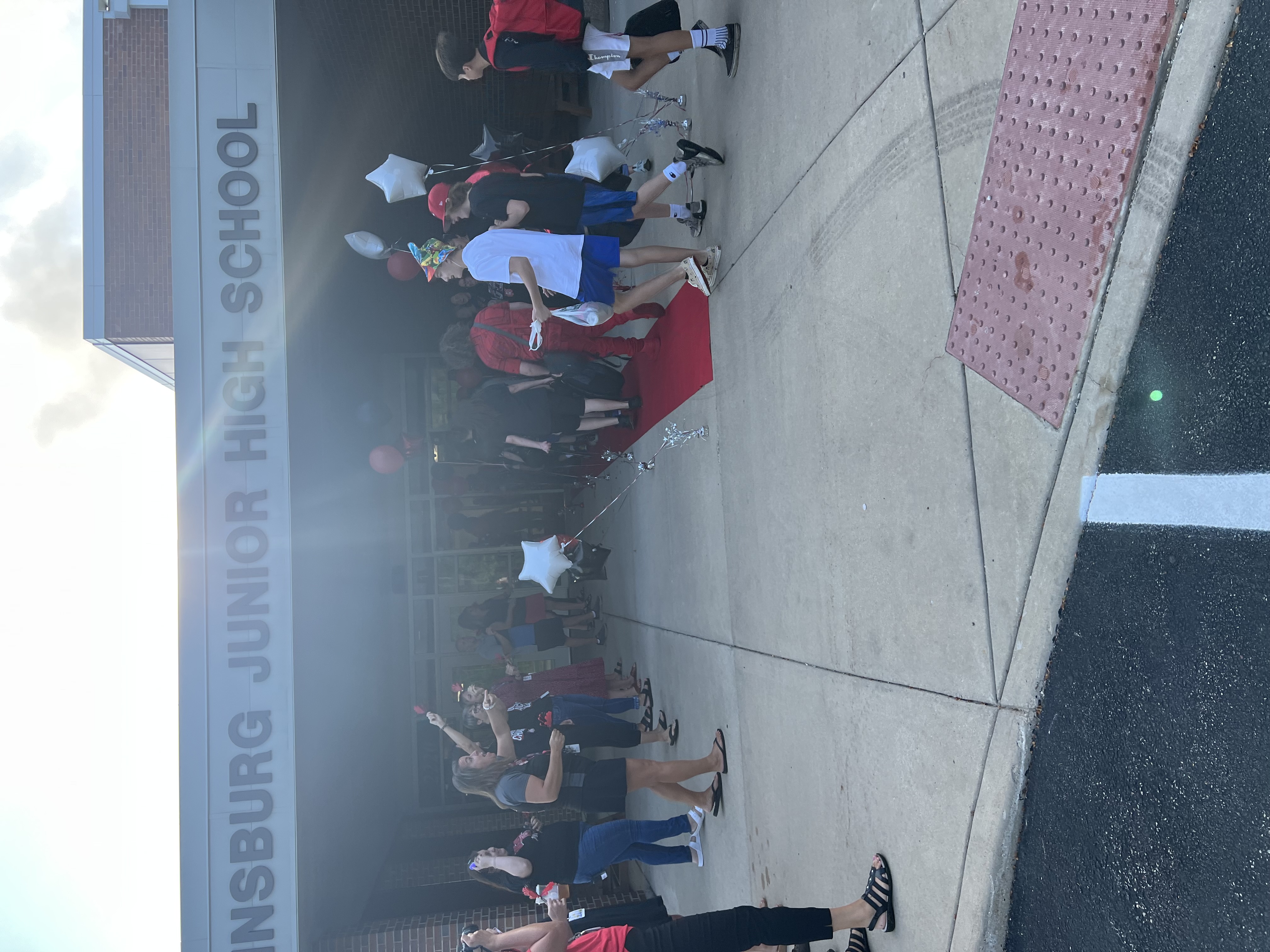 JJHS staff welcomes students on the first day of school.