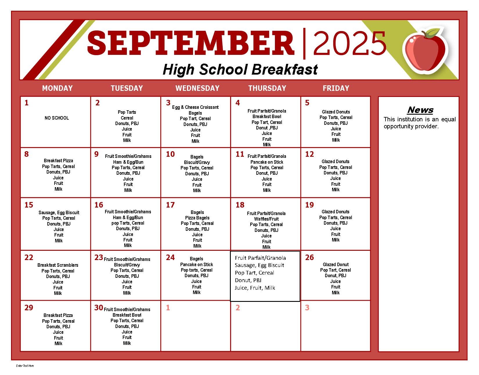 September Breakfast