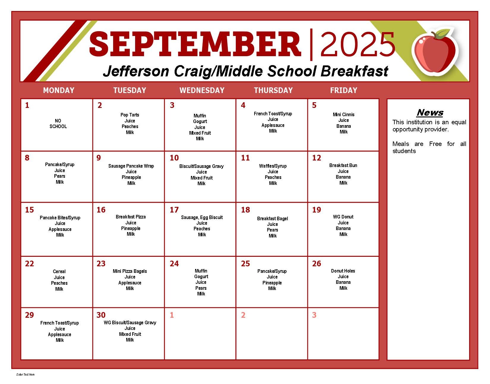 September Breakfast