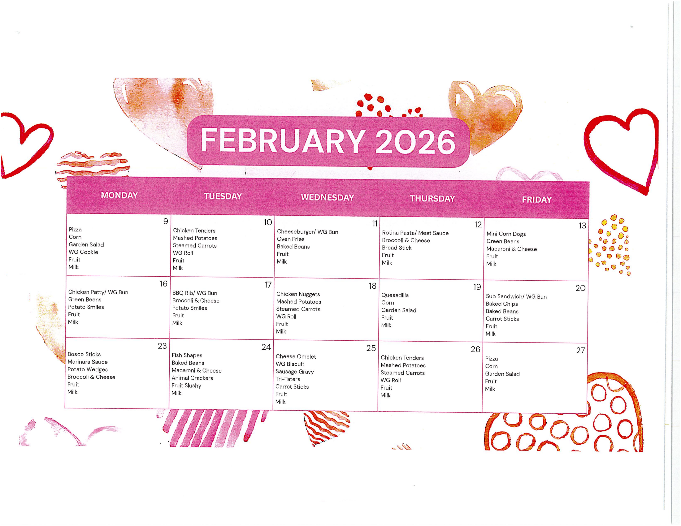 New February Lunch Menu