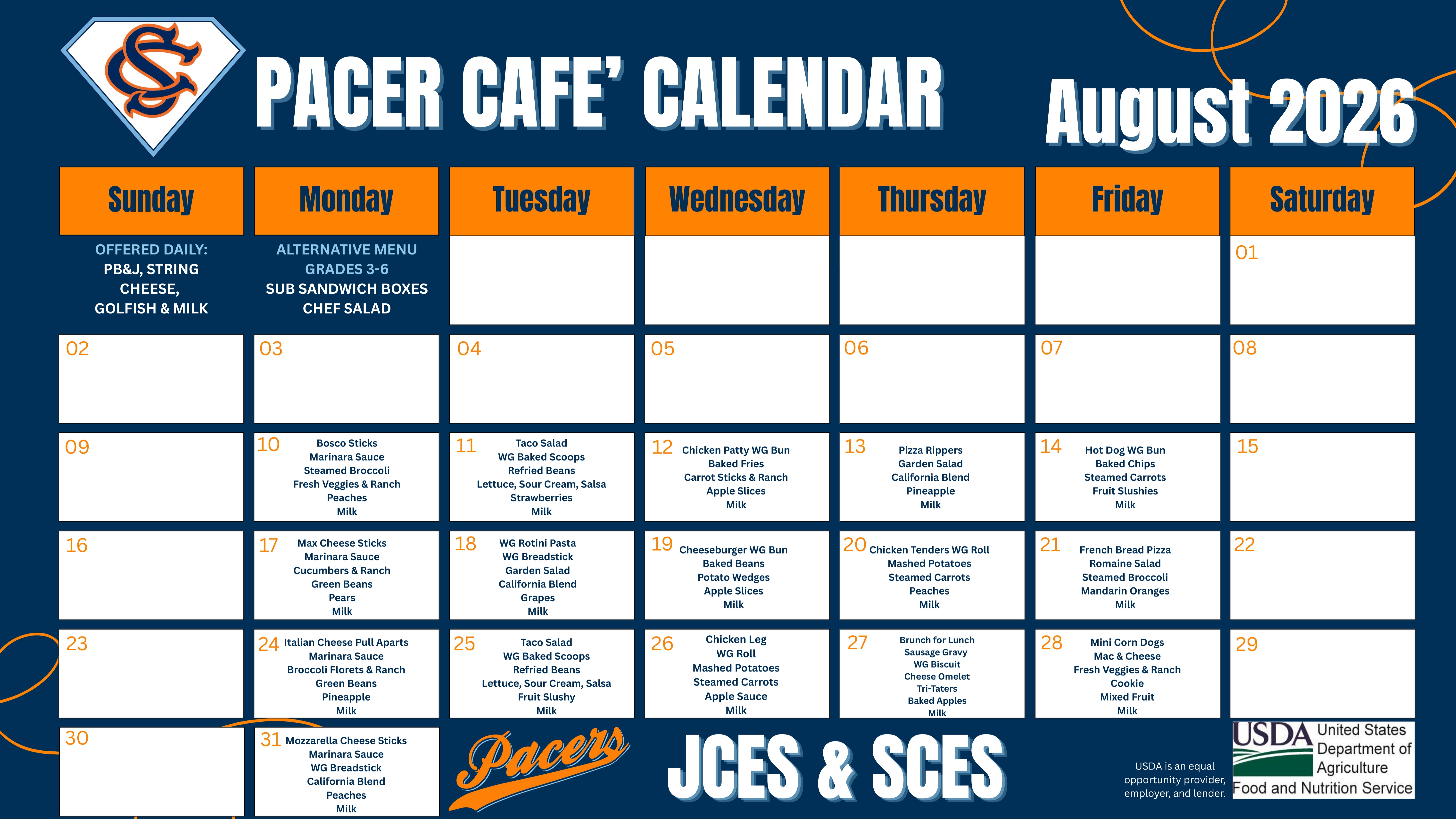 May 2026  Lunch Menu