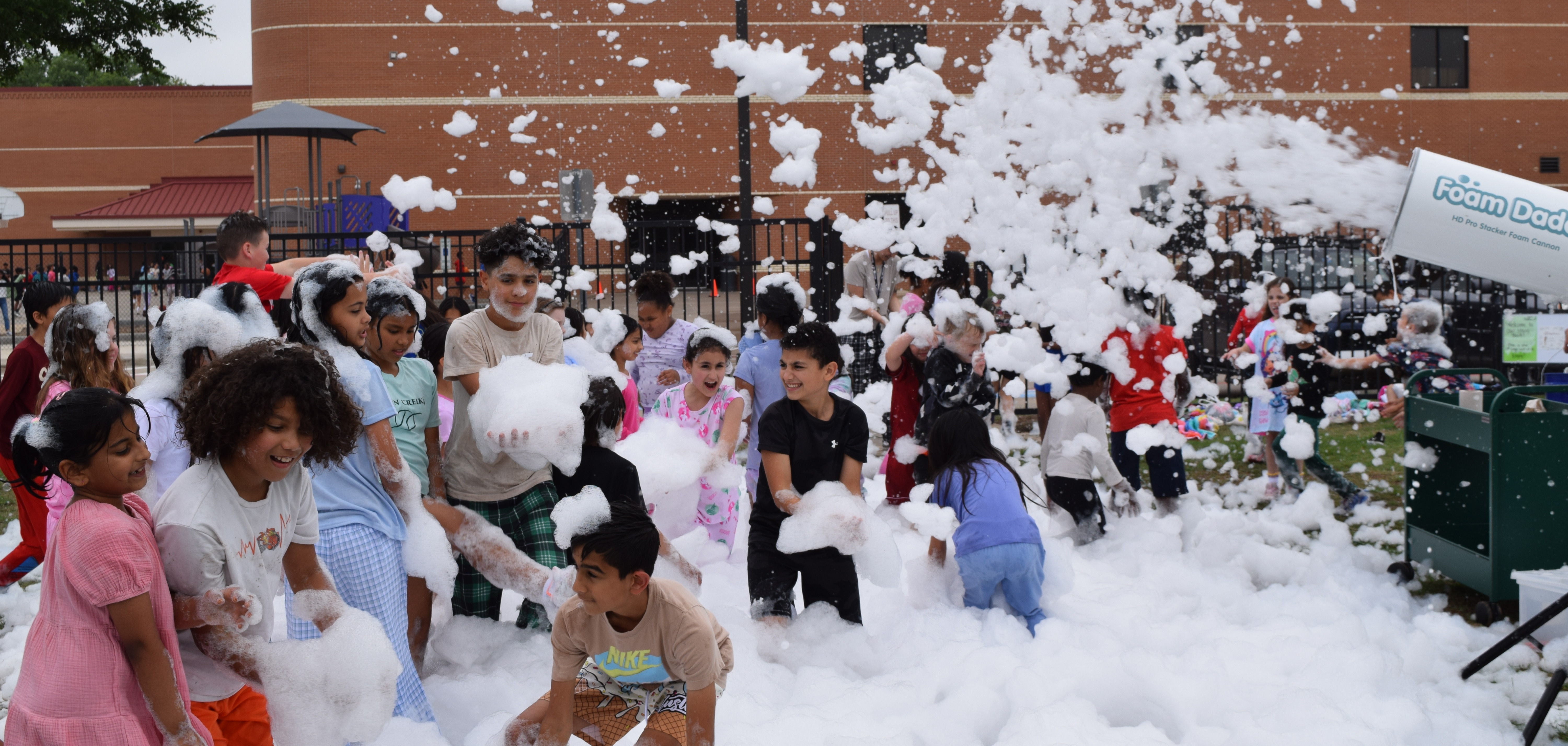 kids playing in foam