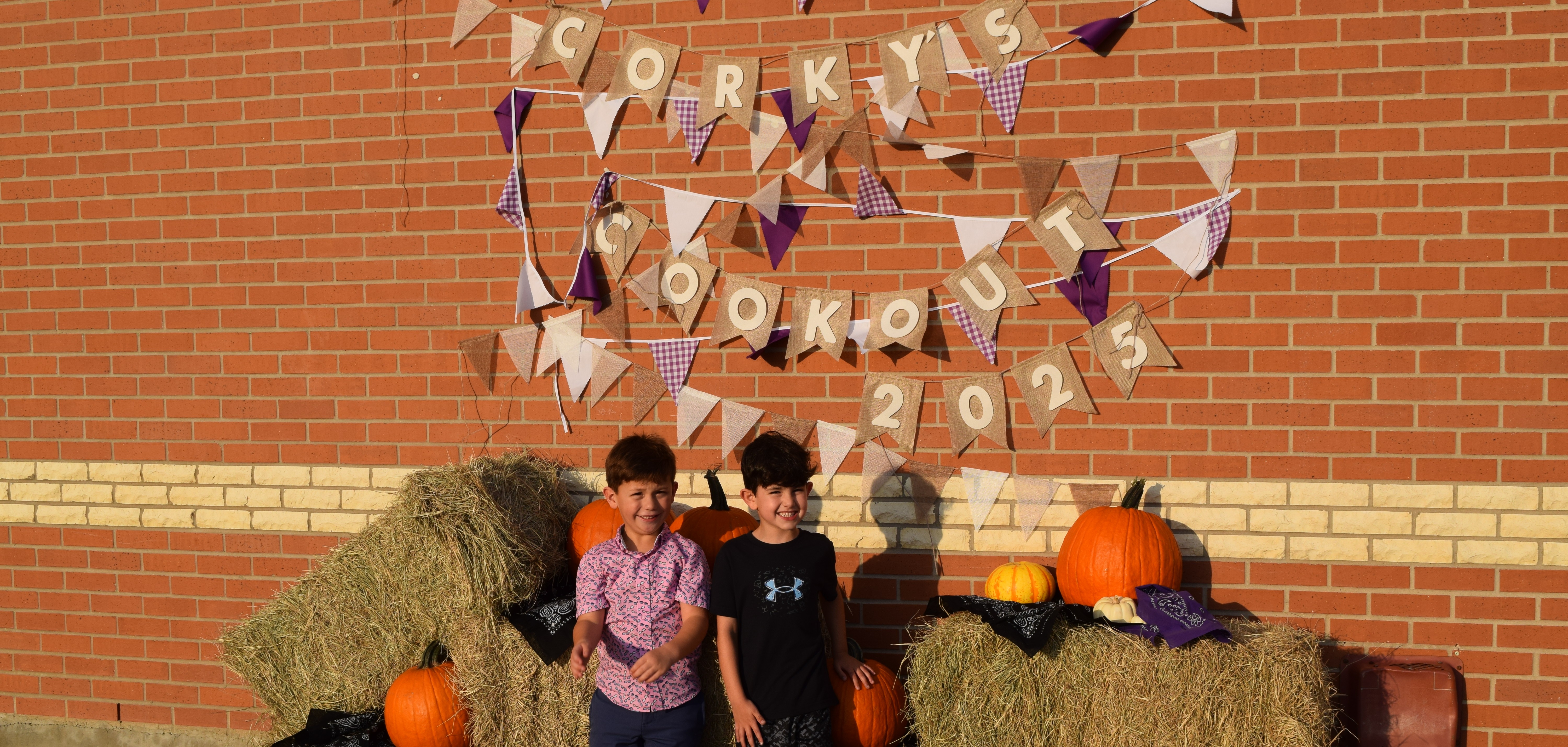 boys in front of decorations