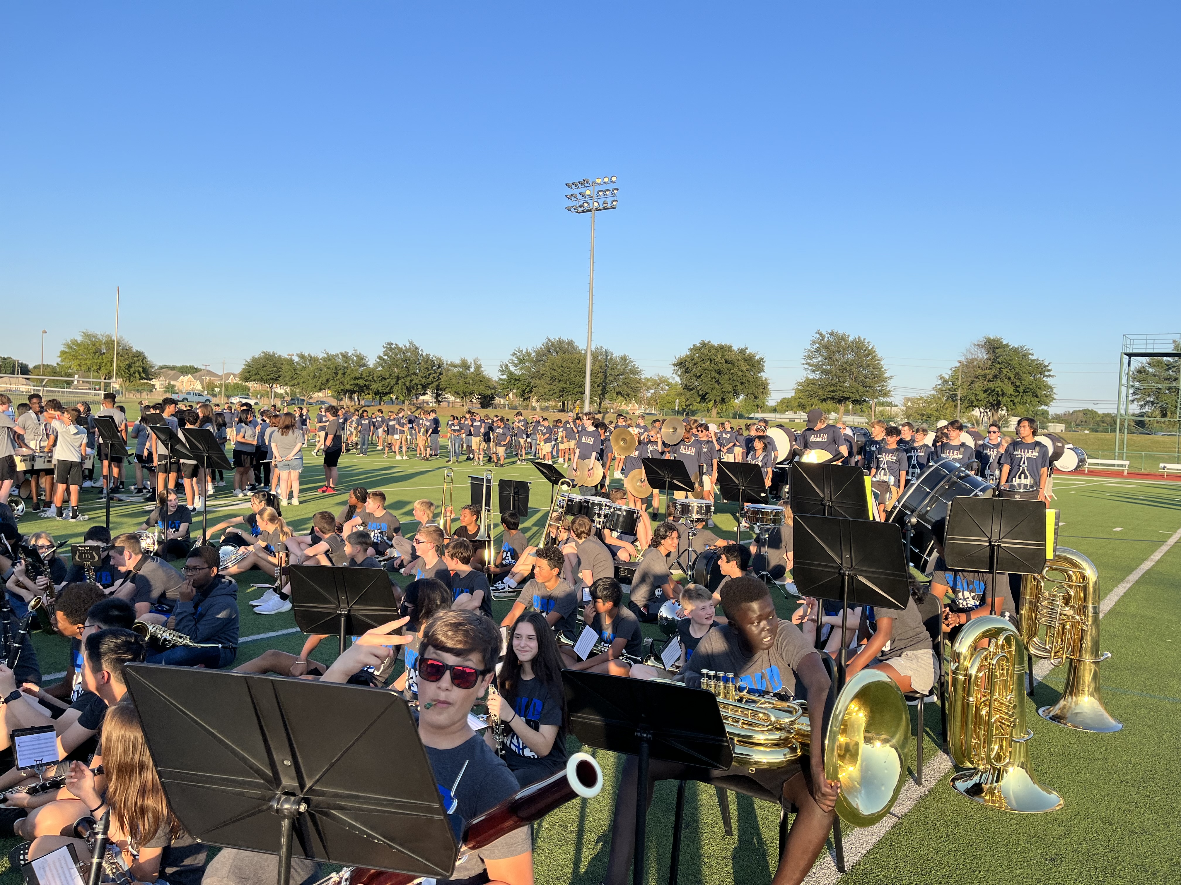 Members of the 8th Grade Band at their Tailgate Performance