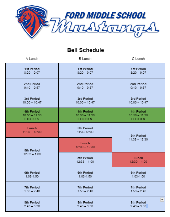Ford Bell Schedule
