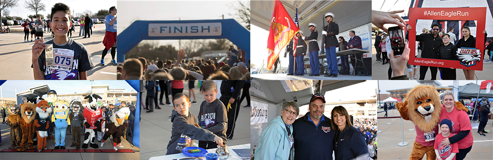 Picture collage of students and teachers at the race