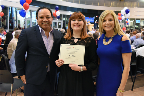 Linebarger Law Firm Scholarship – $1,000 Alyssa Brown with Edward Lopez and Mary Sue Daniel  