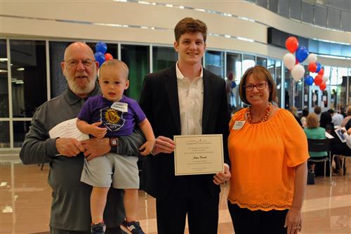 Harlie Dickinson Annual Football Scholarship - $2,000 Joshua Cornell with Harlie Dickinson and donor Robin Sedlacek