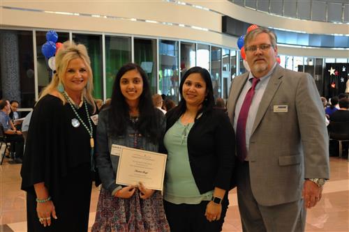 Pogue Family Endowment Scholarship - $500 each Anukriti Singh with donor Judy Pogue and Michael Doddridge-Pogue Construction, and Pravishadya Singh  (not pictured - recipient Nabat Sheriff)