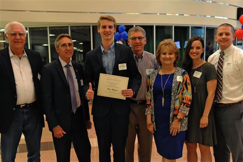 Rotary Club of Allen - Dr. Steve Burch Memorial Scholarship - $500 Trenton Maycumber with Rotary Club of Allen members Mike Williams, Randy Sandifer, and Ken Chute and Burch family members Troi Burch, Taryn Burch McPherson, and Stephen Burch 