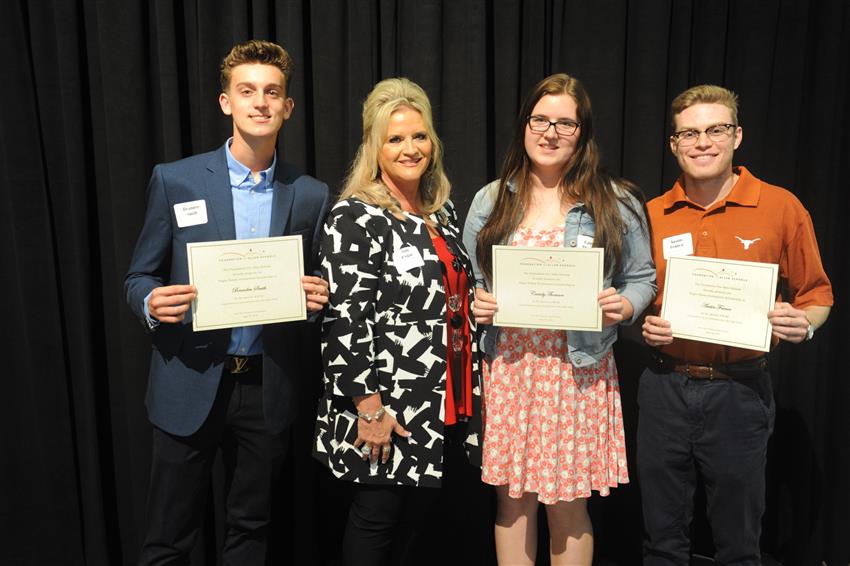 Pogue Family Endowment Scholarship - $750 each Branden Smith, Cassidy Thomson, and Austin Franco with Judy Pogue (not pictured - Faiaz Ahbab)