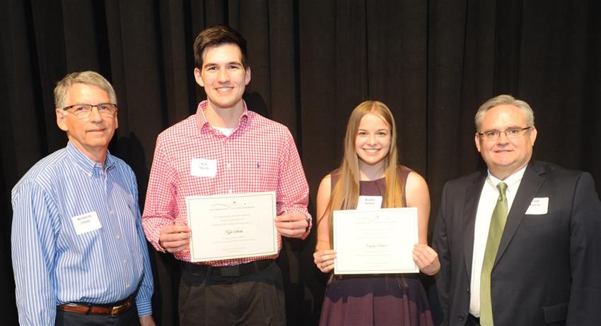 Rotary Club of Allen Scholarship - $500 each Kyle Steele and Kayley Tarbox with Kenneth Chute and Todd Harris, Rotary Club of Allen representatives (not pictured - Hsiang Yeh)
