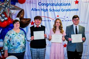 Erin Valenta Memorial Scholarship given by Allen Band Booster Association – $500 each Recipients:  Landen Gee, Kaitlyn McKneely, Riley Oestreich and Jaylee Williams