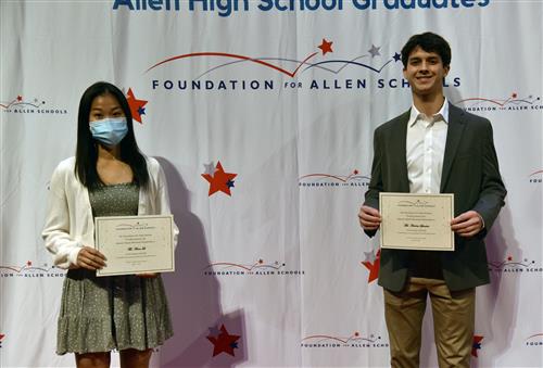Spencer Squire Memorial Scholarship – $1,000 each Anna Li and Andrew Sprecher (not pictured: Thomas Topping)