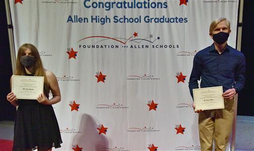 Allen Band Booster Association Scholarship – $500 each Natalie Bendiksen and Camden Thomson (not pictured: Maxwell Bales)