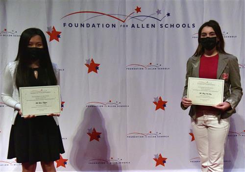 Olson Elementary School Academic Award Scholarship – $1,000 each Lucie Nguyen and Avery Van Scoy