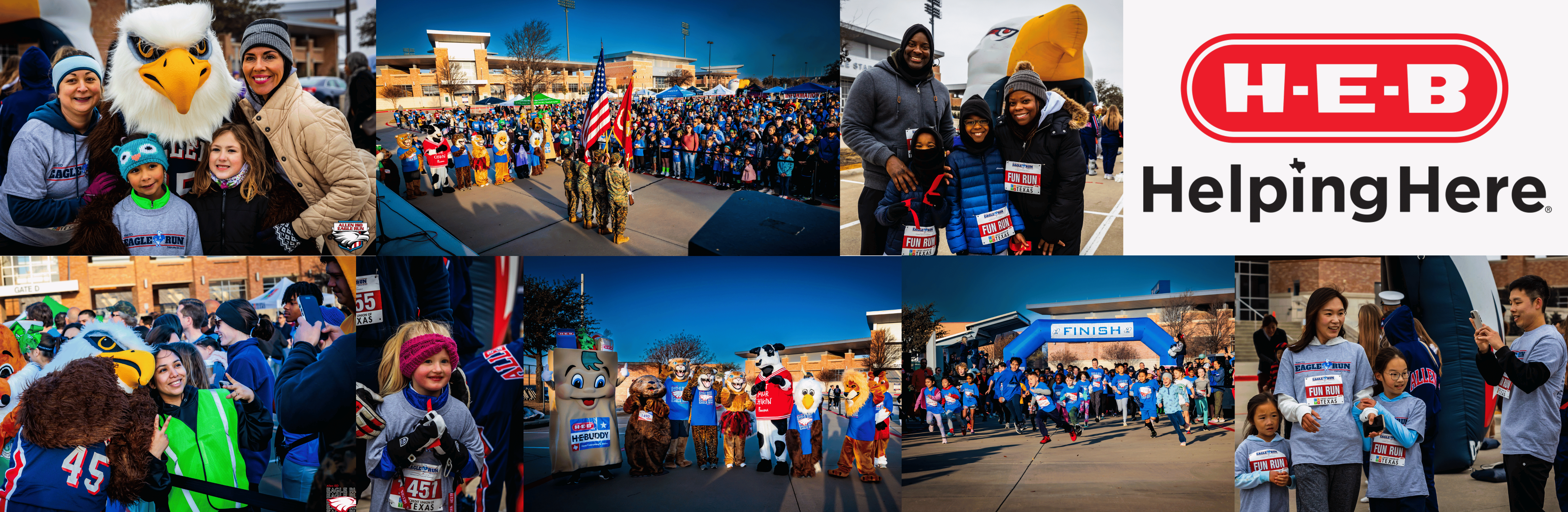 Picture collage of students and teachers at the race