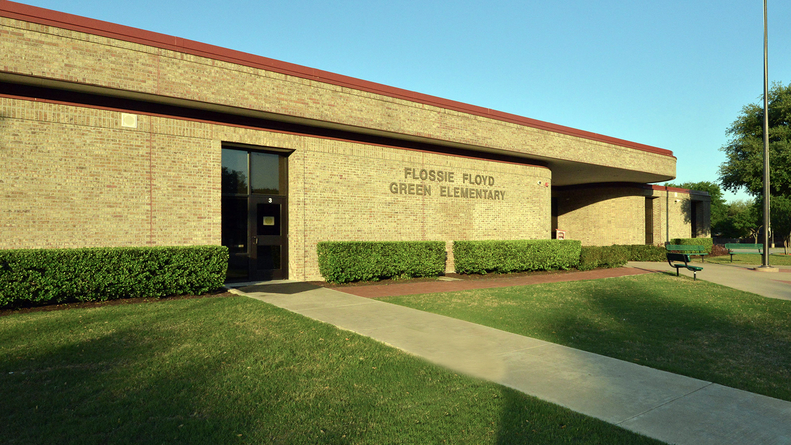 An exterior image of Green Elementary School. 