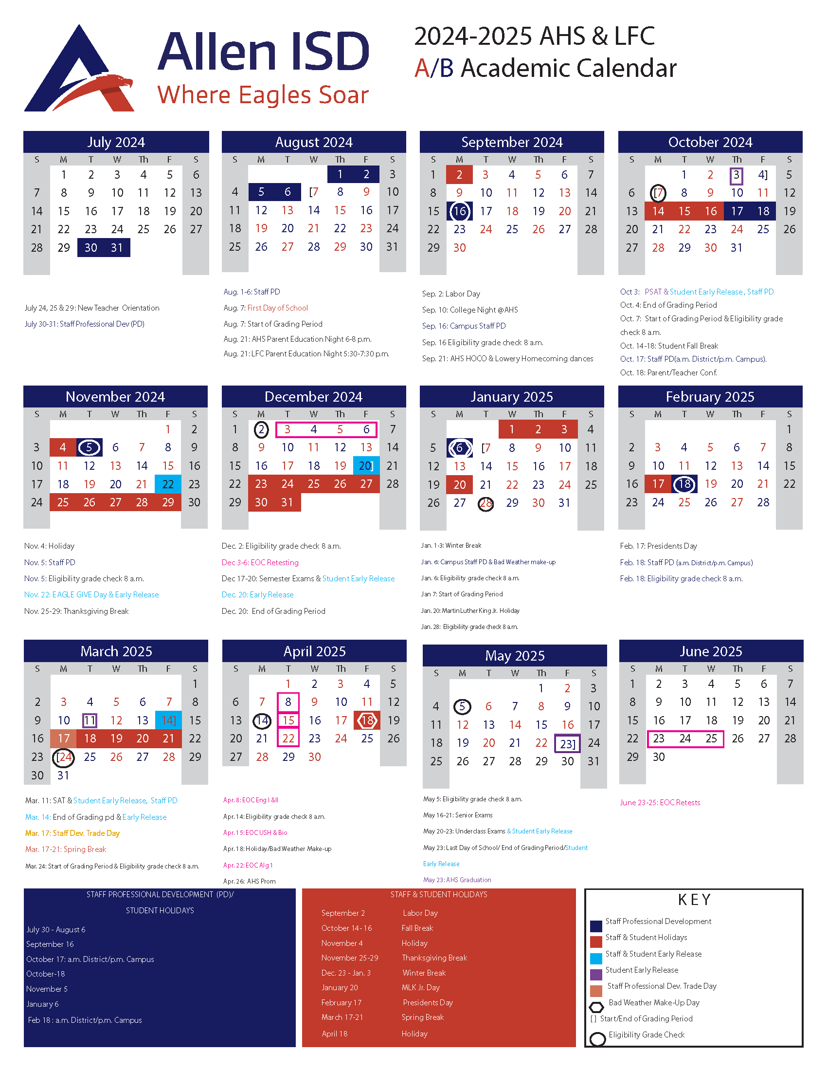 2024-2025 A-B Calendar