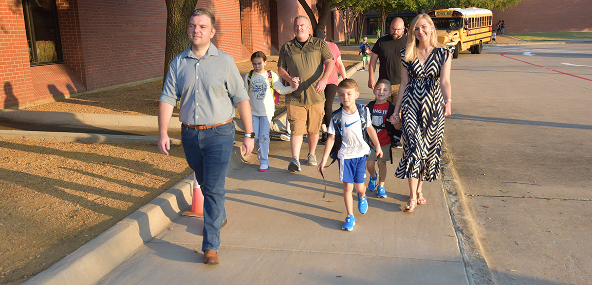 Marion First Day walking to school