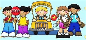 a cartoon image of students waiting for a bus