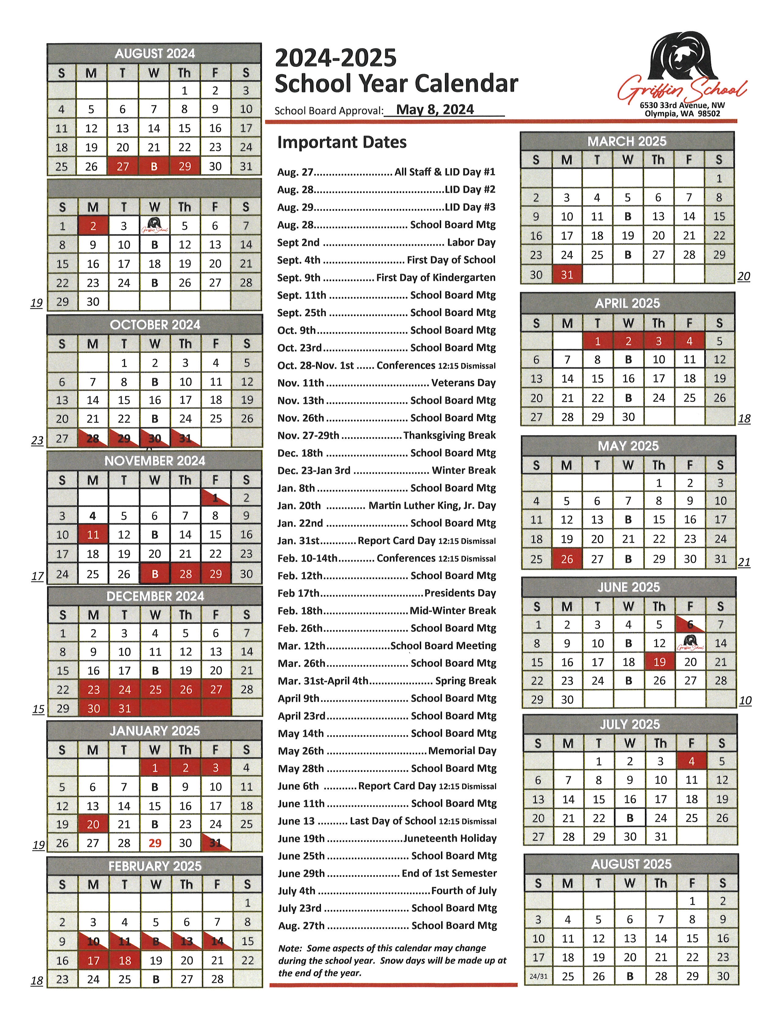 2024-25 calendar