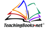 teaching books.net written below drawing of book with multi colored pages