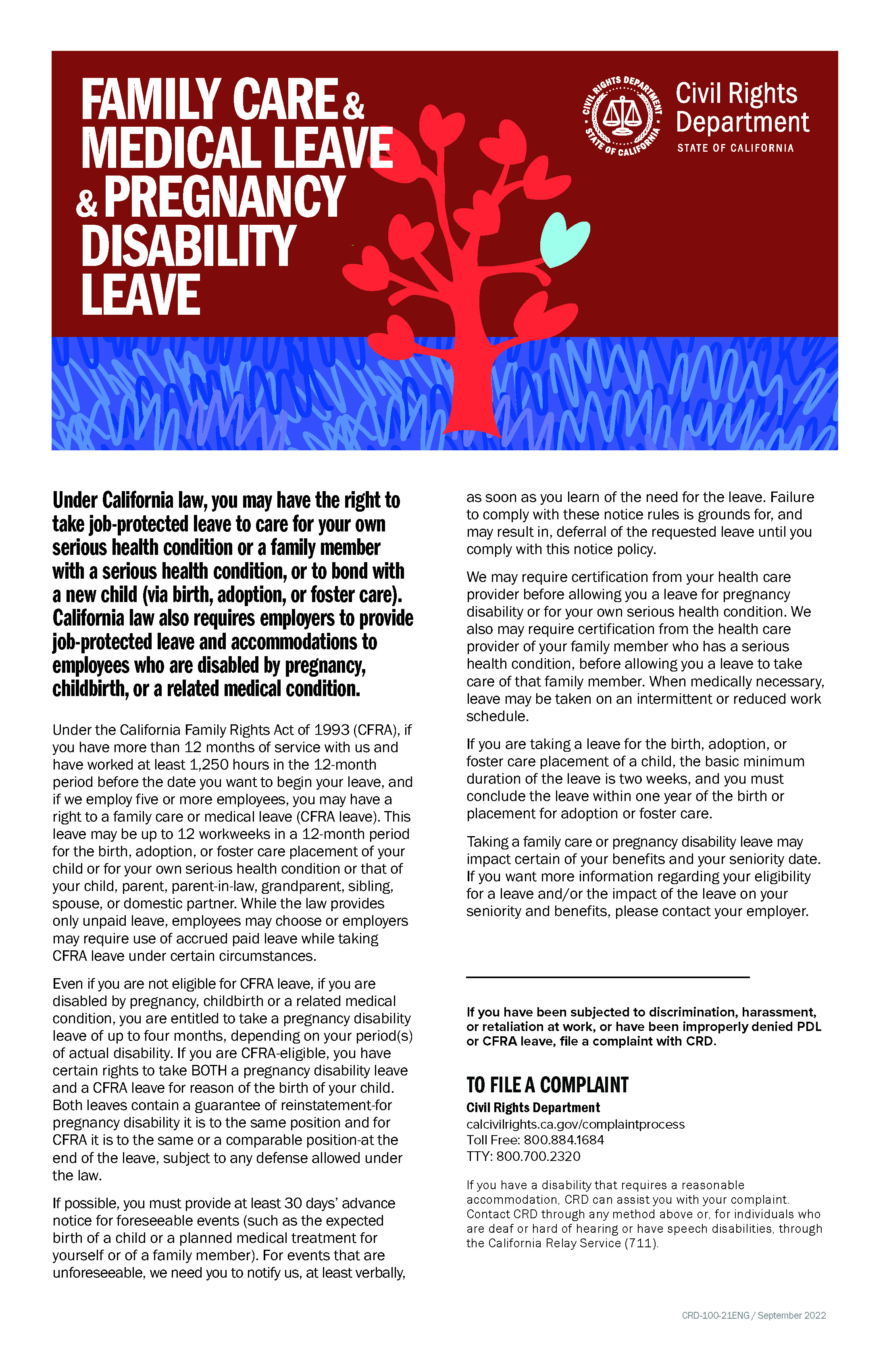 FMLA and Pregnancy Disability Leave Poster