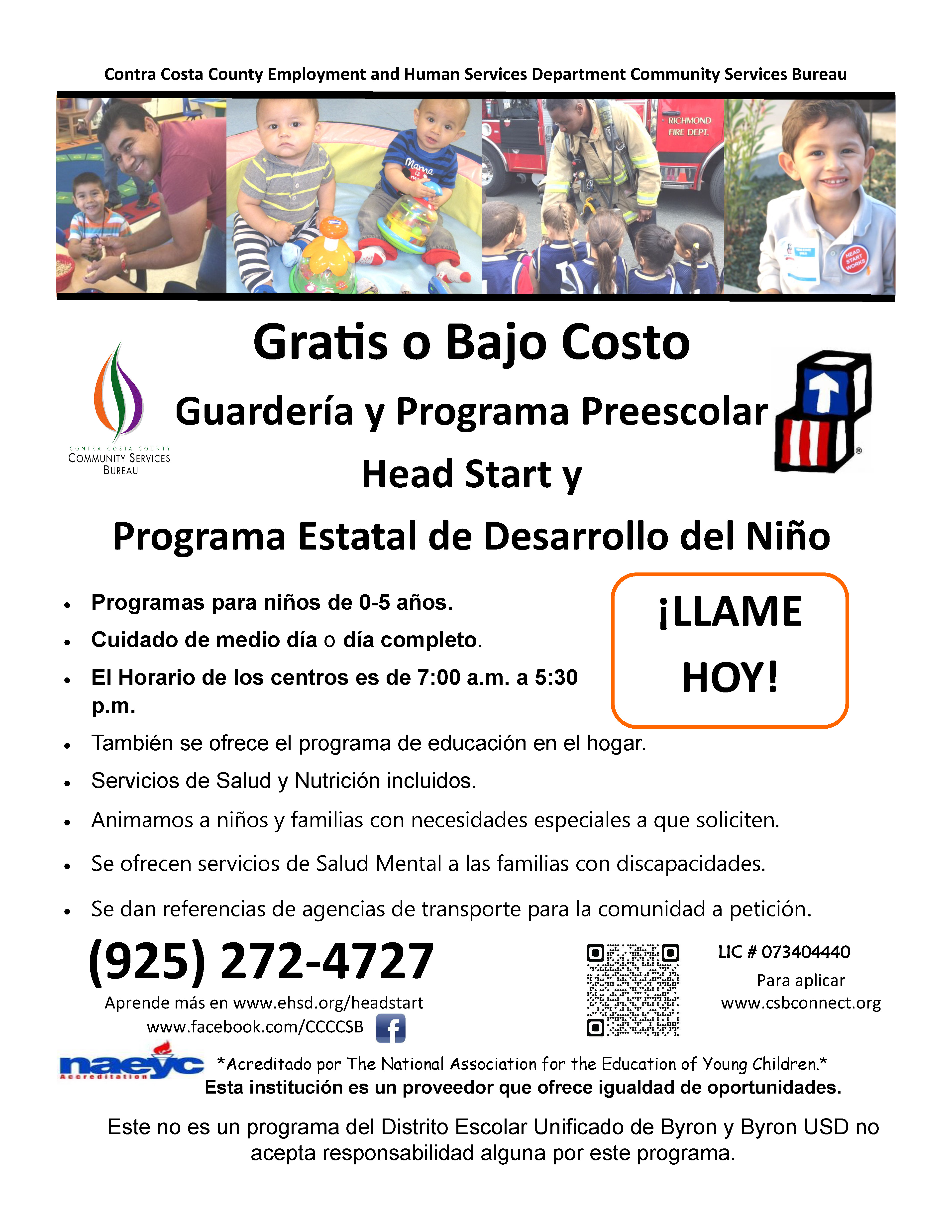 Head Start_Free Child Care_Spanish Flyer